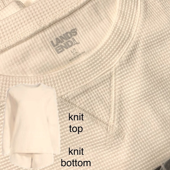 LANDSEND WOMENS TALL Waffle Pajama Set Long Sleeve Top and Shorts 97% Cotton - Picture 1 of 2
